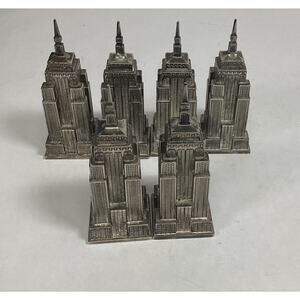 Vintage Set Of 6 Godinger Empire State Building Pepper Shakers